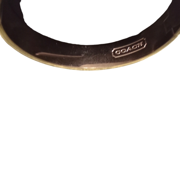 Coach Silver Tone Black Enamel Floral Rhinestone Snap on Bracelet - Picture 3 of 4